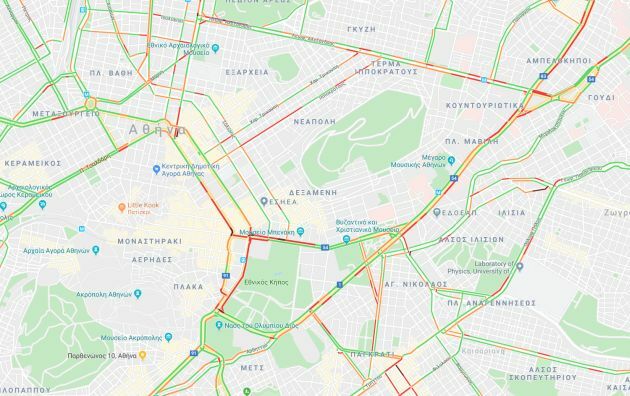 κινηση στους δρομους μποτιλιαρισμα αθηνα κεντρο