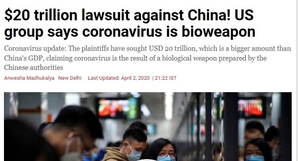 Αγωγή στην Κίνα για όπλο μαζικής καταστροφής ο κορονοϊός