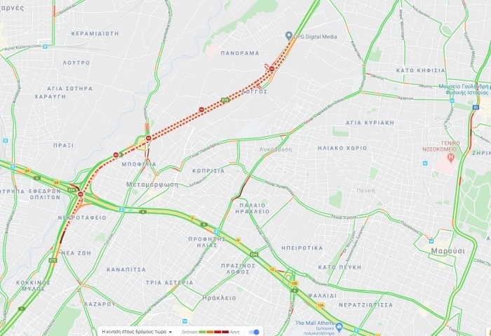 Κλειστή η Αττική Οδός στο ύψος Λαμίας - Φωτιά στη Μεταμόρφωση