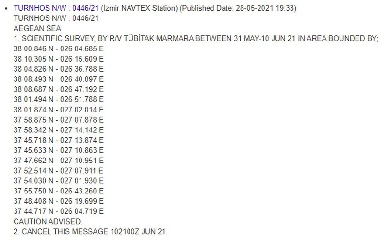 turkey navtex aigaio prokliseis 1