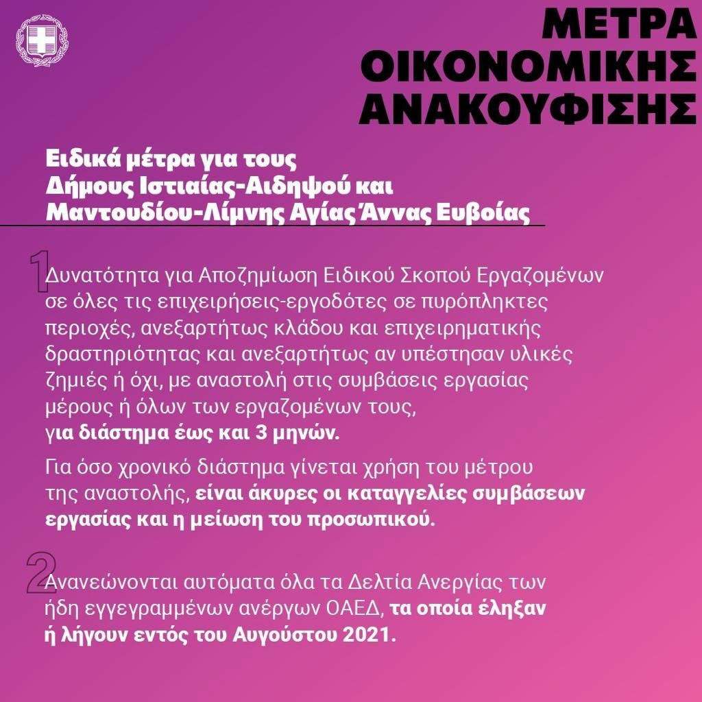 Αναλυτικά τα μέτρα της κυβέρνησης για τις πυρόπληκτες περιοχές