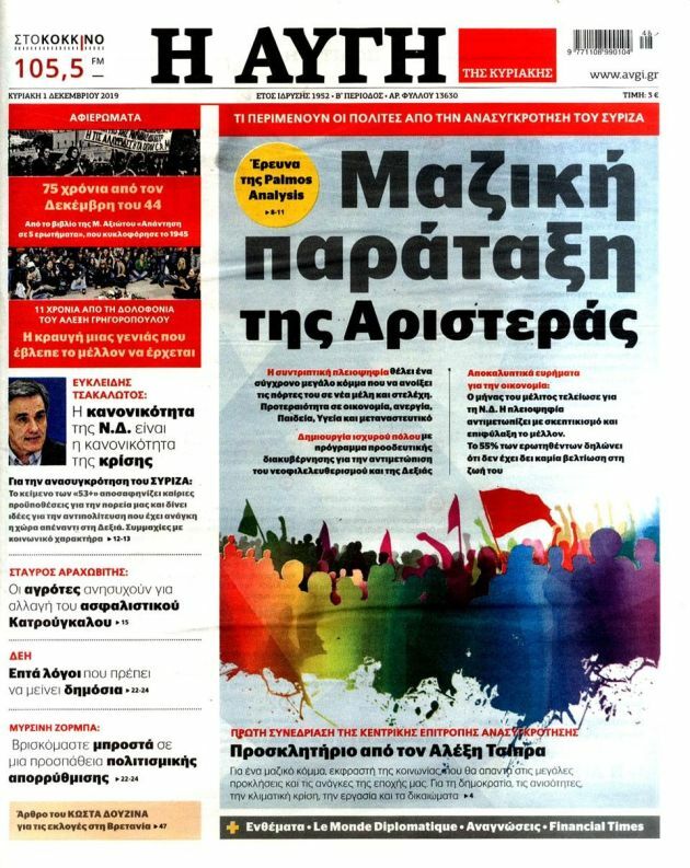 εφημεριδες σημερα κυριακη