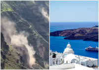 Η στιγμή της κατολίσθησης στη Σαντορίνη, σείεται το νησί - Ανησυχία στους κατοίκους