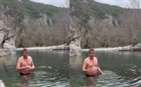 Η βουτιά του Γιάννη Στάνκογλου στα παγωμένα νερά του Βοϊδομάτη (Βίντεο)