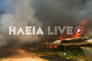 Ηλεία: Μεγάλη φωτιά τώρα σε καταυλισμό εργατών γης στη Νέα Μανωλάδα (εικόνες)