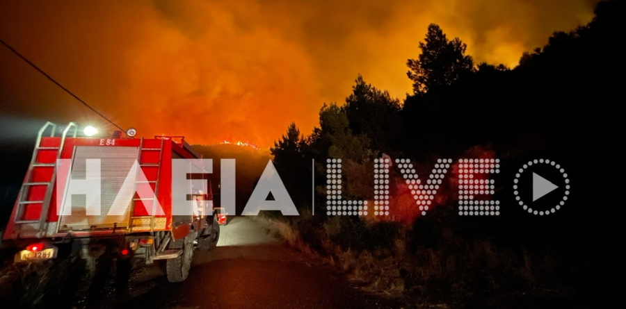 Φωτιά στην Ηλεία: Ανεξέλεγκτο το μέτωπο της πυρκαγιάς, ξεκίνησαν ρίψεις τα εναέρια, εκκενώθηκε οικισμός (βίντεο)