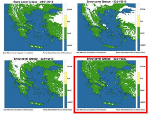 Καιρός: Προβληματίζουν οι δορυφορικές εικόνες, μόνο το 3% της Ελλάδας καλύπτεται με χιόνια