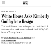 Κίμπερλι Γκίλφοϊλ: Όσα αναφέρει η Wall Street Journal μετά την ανακοίνωση για την παραίτηση
