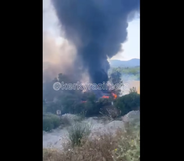 Φωτιά τώρα σε χώρο σκουπιδιών στην Κέρκυρα (video)