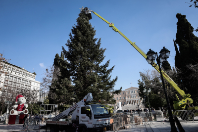 Σύνταγμα: Προετοιμασία για το Χριστουγεννιάτικο δέντρο