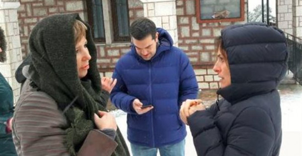 Στα χιόνια με Τσίπρα και Μπαζιάνα η Ολγα Γεροβασίλη