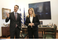 Ο Κυριάκος Μητσοτάκης επισκέφτηκε τη Φώφη Γεννηματά στον «Ευαγγελισμό»