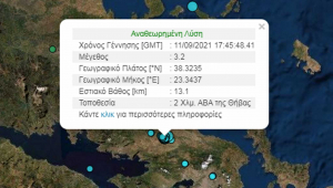 Σεισμός τώρα στη Θήβα – Αισθητός στην Αθήνα