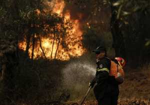 Χίος: Συνεχείς αναζωπυρώσεις της φωτιάς στα βόρεια του νησιού