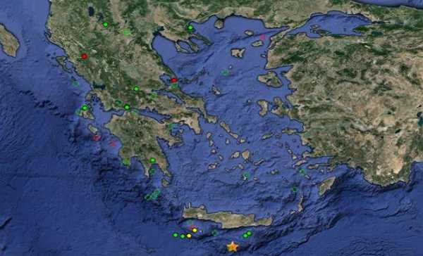 Σεισμική δόνηση 5 Ρίχτερ νότια της Κρήτης