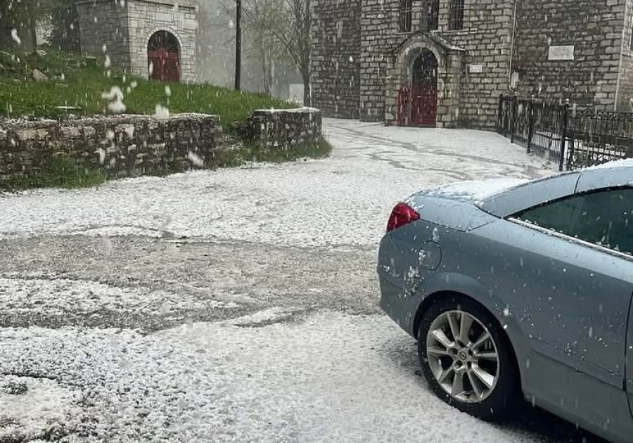 Καρδίτσα: Ισχυρό χαλάζι στην Αργιθέα (φωτο)