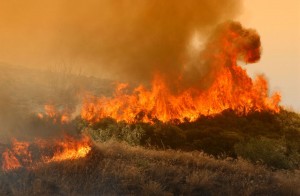 Πυρκαγιά κοντά στην Μονή Αγκαράθου στο Ηράκλειο
