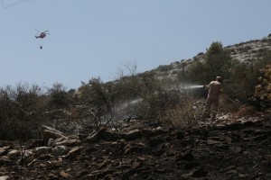 Σε ύφεση οι πυρκαγιές σε Κορωπί και Καμένα Βούρλα