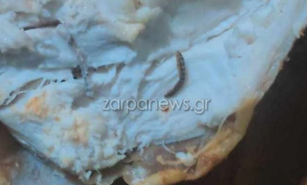 Απίστευτο! Αγόρασε ψημένο κοτόπουλο και βρήκε μέσα... τρία μεγάλα σκουλήκια