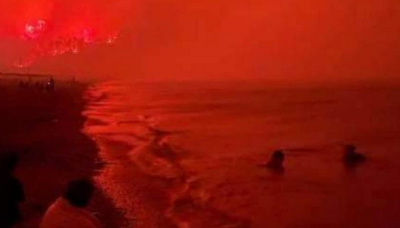 Φωτιά στην Εύβοια: Συγκλονίζει φωτογραφία που δείχνει την πύρινη κόλαση στην παραλία της Αγίας Άννας (εικόνες)