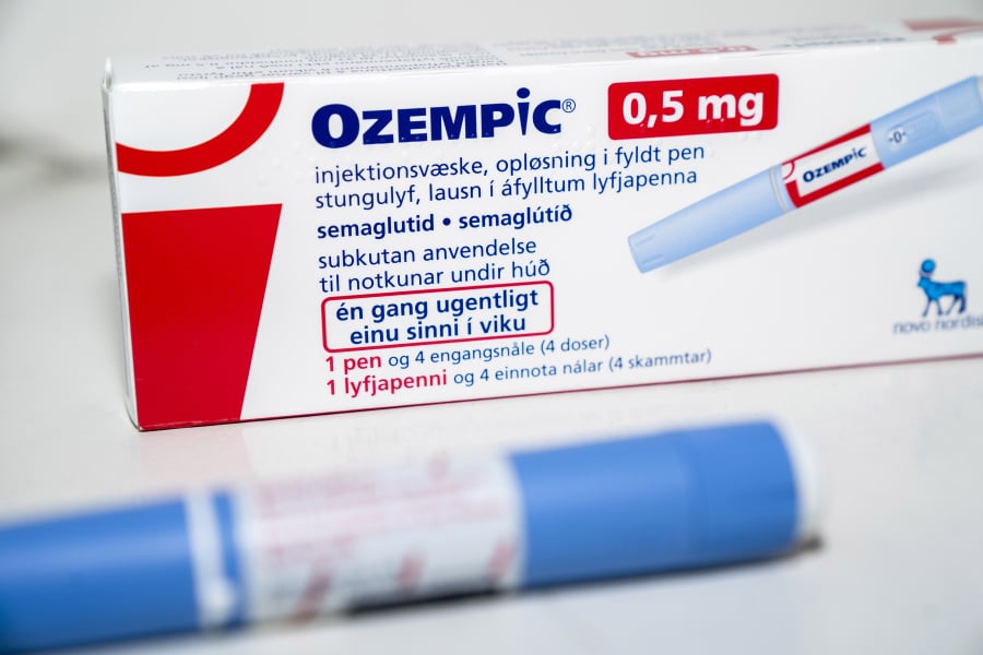 A package of prescribtion drug Ozempic by Novo Nordisk sits on a table in Copenhagen, Denmark, 23 March 2023