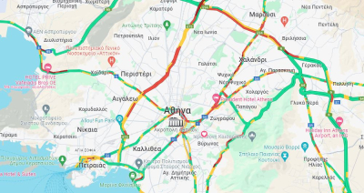 Κίνηση τώρα: Κυκλοφοριακό «έμφραγμα» στους δρόμους της Αθήνας