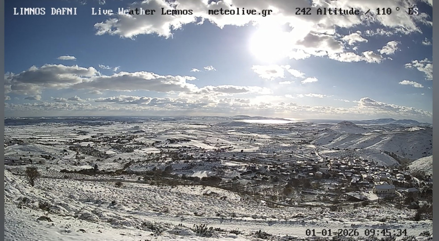 Λήμνος: Εντυπωσιακό βίντεο δείχνει το χιονισμένο νησί από ψηλά