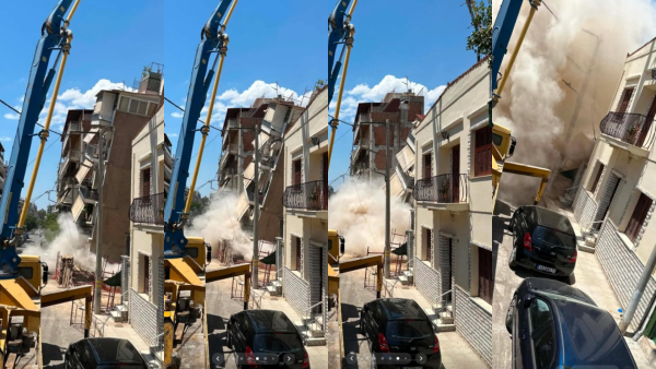 Καρέ - καρέ η κατάρρευση της πολυκατοικίας στα Πετράλωνα - Πρόλαβαν και βγήκαν οι ένοικοι (Φωτογραφίες)