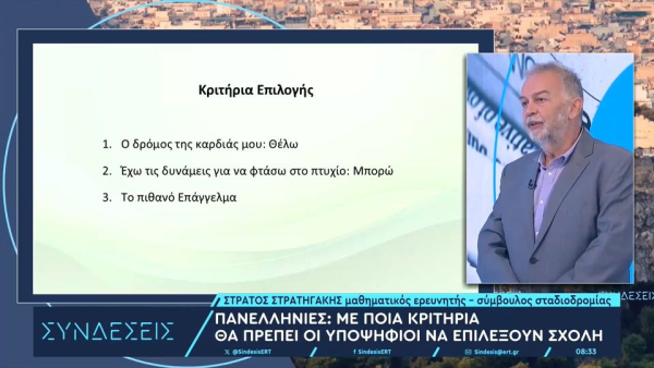 Βάσεις 2025: Οι συμβουλές Στρατηγάκη για τις «παγίδες» του Μηχανογραφικού - Κλειδί η επιθυμία και όχι τα μόρια