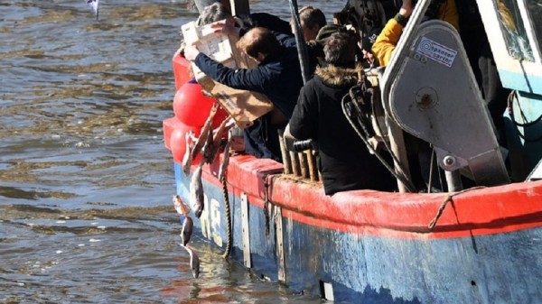 Υποστηρικτές του Brexit πετούν ψάρια στον Τάμεση