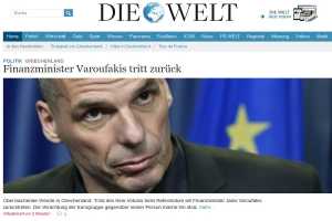 Πρώτη είδηση στα Γερμανικά μέσα η παραίτηση Βαρουφάκη 
