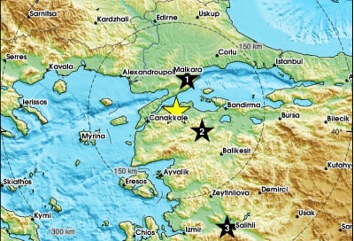 Σεισμός 4,6 Ρίχτερ στη βορειοδυτική Τουρκία, κοντά στα Δαρδανέλια
