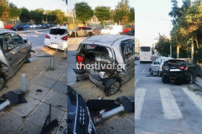 Τροχαίο στη Θεσσαλονίκη: Λεωφορείο έπεσε πάνω σε παρκαρισμένα ΙΧ