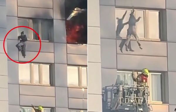 Δραματική διάσωση από φλεγόμενο κτίριο στο Βερολίνο: Πήδηξε από τον 11ο όροφο (βίντεο)