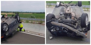 Σοβαρό τροχαίο ατύχημα - Αυτοκίνητο ντελαπάρισε λόγω σκασμένου λάστιχου