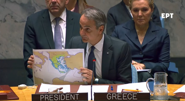 Κυριάκος Μητσοτάκης στο ΣΑ του ΟΗΕ: Παράνομο το τουρκολιβυκό μνημόνιο - Παρουσίασε χάρτη