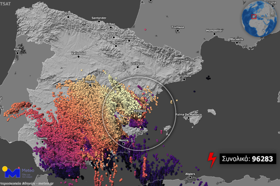 Ισπανία: 96.283 κεραυνοί έπεσαν στην περιοχή της Βαλένθια