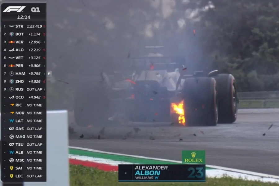 Formula 1: Πήρε φωτιά και εξερράγη το φρένο του Άλμπον