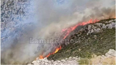 Φωτιά κατακαίει την περιοχή Λοκροί στη Φθιώτιδα, σε δύσβατη έκταση