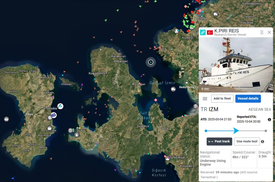 Απέπλευσε το Πίρι Ρέις από τα παράλια της Τουρκίας