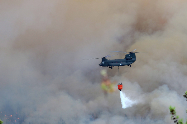 Φωτιά στη Θάσο, καίει δασική έκταση