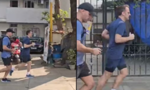 Στην Ινδία ο Μακρόν, βγήκε για πρωινό τζόκινγκ (Βίντεο)