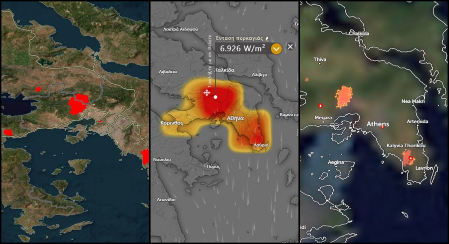 Live χάρτες με τις φωτιές σε όλη την χώρα