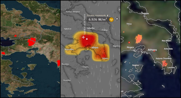 Live χάρτες με τις φωτιές σε όλη την χώρα
