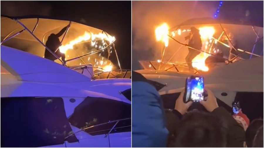 Χαμός στη νύχτα των φαναριών: Λαμπάδιασε σκάφος - Επικός Μπέος «Ρε μην χαλάτε την γιορτή»