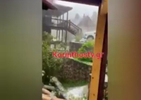 Ισχυρή χαλαζόπτωση στα Τρίκαλα Κορινθίας