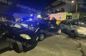 Λάρισα: Καραμπόλα με εμπλοκή περιπολικού, τρεις τραυματίες (Εικόνες)
