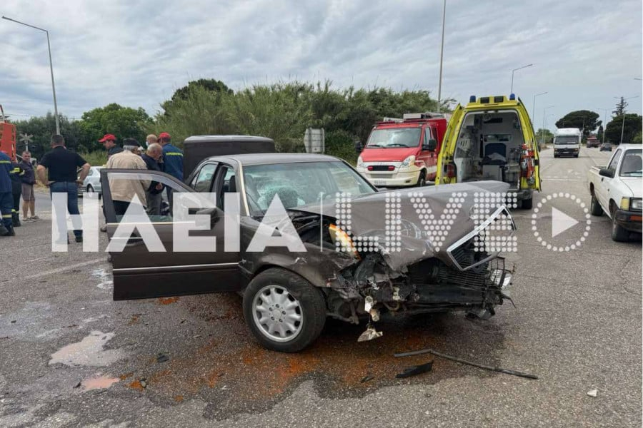 Πύργος: Σοβαρό τροχαίο στη διασταύρωση Λαμπετίου με δύο τραυματίες και απεγκλωβισμό (εικόνες)