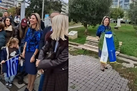 Η Καρυστιανού κατέθεσε μόνη της στεφάνι στο Πάρκο Αθλητικής Φιλίας στη Θεσσαλονίκη