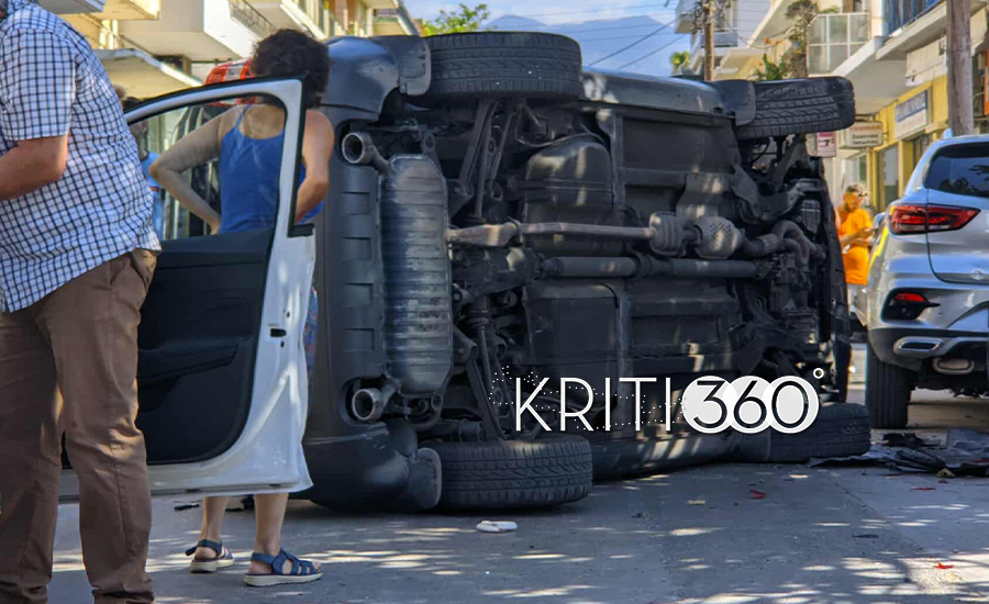 Χανιά: Τούμπαρε τζιπ μετά από τροχαίο - Από θαύμα γλίτωσε οικογένεια με παιδιά (εικόνες)